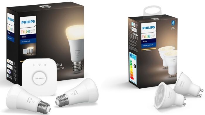 Набір Philips Hue (Bridge, лампа E27 White 2шт, лампа GU10 White 2шт)