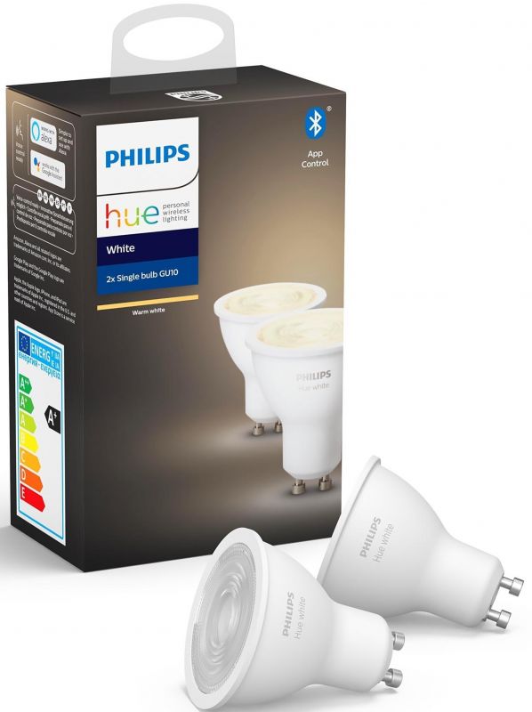 Набір Philips Hue (Bridge, лампа E27 White 2шт, лампа GU10 White 2шт)