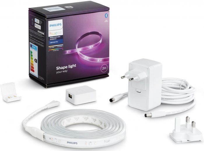 Набір Philips Hue (Bridge, лампа E27 White 2шт, стрічка світлодіодна Plus RGB 2м)