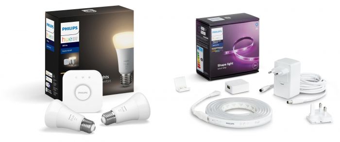 Набір Philips Hue (Bridge, лампа E27 White 2шт, стрічка світлодіодна Plus RGB 2м)