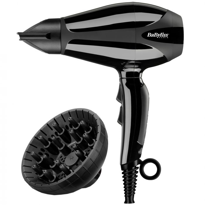 Фен Babyliss, 6715DE, 2400 Вт, 2 концентратори, дифузор, чорний