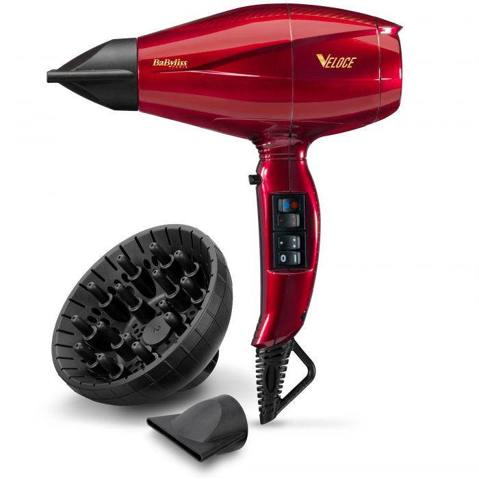 Фен Babyliss, 6750DE, 2200 Вт, 2 концентратори, дифузор, червоний