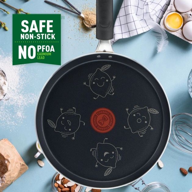 Сковорода Tefal Fruits для млинців+лопатка, d=25 см, покриття Titanium, Thermo-Spot, алюм., лимон