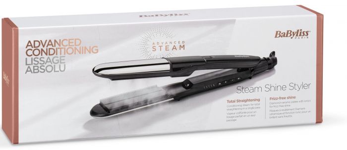 Випрямляч для волосся з функцією пари Babyliss ST496E, 67 Вт, чорний