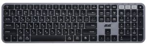Клавіатура мембранна 2E KS240 110key, WL/BT, EN/UK/RU, сіро-чорний