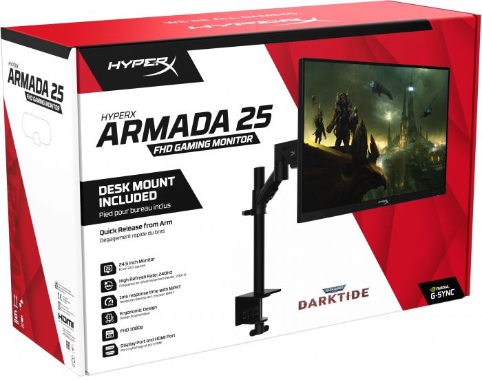 Монитор LCD 25" FHD HyperX Armada, 2xHDMI 2.0, DP 1.4, IPS, 1920x1080, 240Hz, 1ms