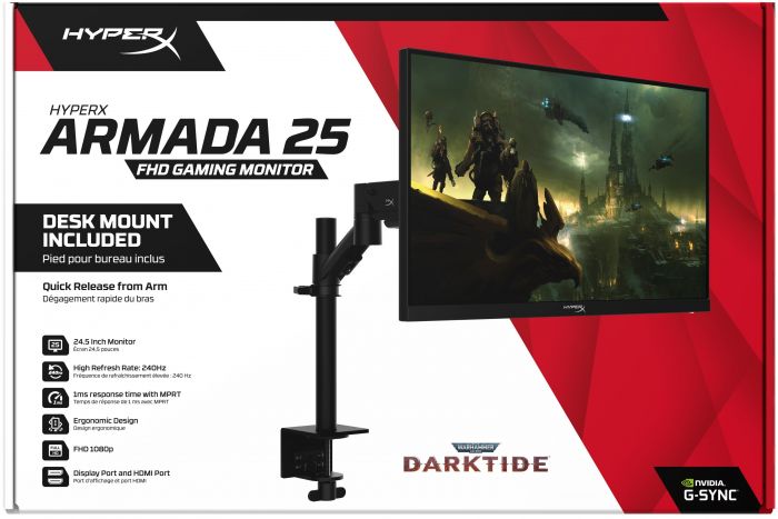 Монитор LCD 25" FHD HyperX Armada, 2xHDMI 2.0, DP 1.4, IPS, 1920x1080, 240Hz, 1ms