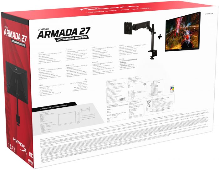 Монітор LCD 27" QHD HyperX Armada, 2xHDMI 2.0, DP 1.4, IPS, 2560x1440, 165Hz, 1ms