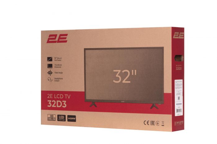 Телевізор 32" 2E LED HD 50Hz, Black