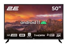 Телевізор 50" 2E LED 4K 50Hz Smart Android, Black Артикул: 2E-50A06K