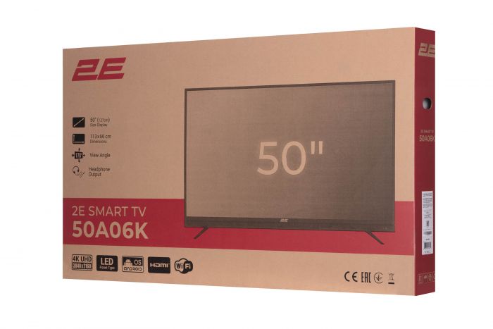 Телевізор 50" 2E LED 4K 50Hz Smart Android, Black