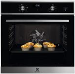 Духова шафа Electrolux електрична, 72л, A, дисплей, конвекція, телескопічні напрямні, чорний+нерж