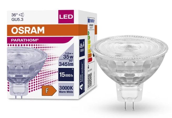 Лампа світлодіодна OSRAM LED MR16 12V 3.8W (345Lm) 12V 3000K GU5.3