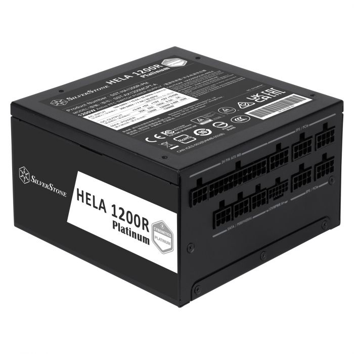 Блок живлення SilverStone Hela Cybenetics HA1200R-PM  (1200W), >90%, 80+ Platinum, 135mm, 1xMB 24pin(20+4), 2xCPU 8pin(4+4), 3xMolex, 12xSATA, 6xPCIe 8pin(6+2),1x(12+4)pin 12VHPWR, 1xFDD, Fully Modular