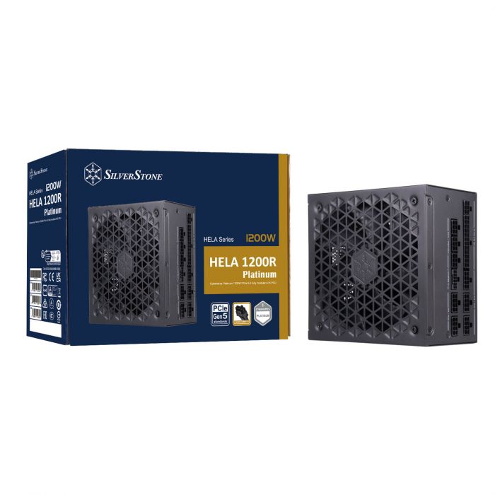 Блок живлення SilverStone Hela Cybenetics HA1200R-PM  (1200W), >90%, 80+ Platinum, 135mm, 1xMB 24pin(20+4), 2xCPU 8pin(4+4), 3xMolex, 12xSATA, 6xPCIe 8pin(6+2),1x(12+4)pin 12VHPWR, 1xFDD, Fully Modular