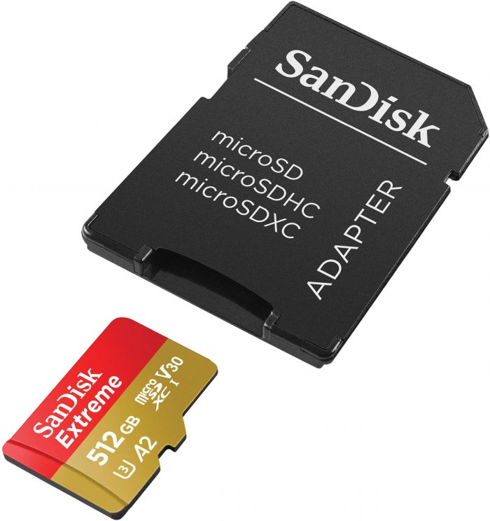 Карта пам'яті SanDisk microSD  512GB C10 UHS-I U3 R190/W130MB/s Extreme V30 + SD