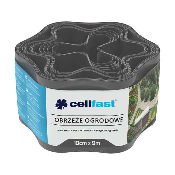 Стрічка газонна Cellfast, бордюрна, хвиляста, 10см x 9м, графіт
