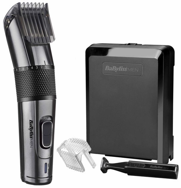 Машинка для стрижки волосся Babyliss 2 насадки, міні тример, футляр, чорний