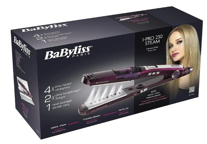 Щипці для волосся Babyliss ST395E, іонізація, з паром, фіолетовий