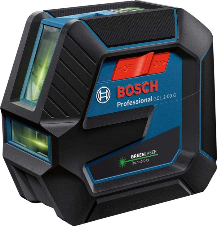 Нівелір лазерний Bosch Professional GCL 2-50 G, до 15 м, ± 0.3 мм/м, в чемодані з тримачем RM 10, затиском DK 10, чохлом, мішенню,  0.58 кг
