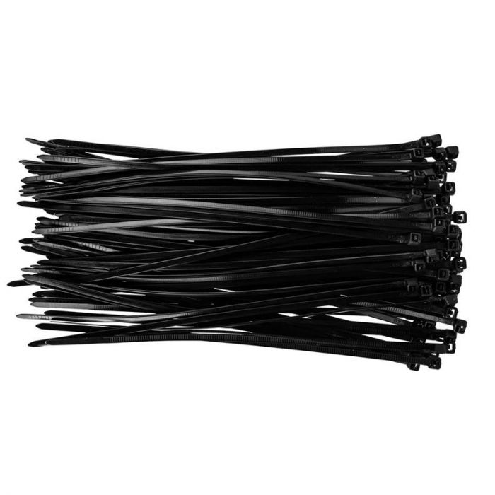 Хомут-стяжка TOPEX, чорний, 3.6x200 мм, пластик, 100 шт.