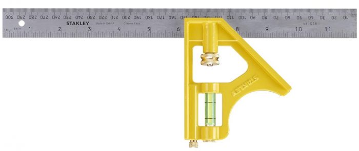 Кутник Stanley, комбінований, з капсулою рівня, лита металева основа, 300мм