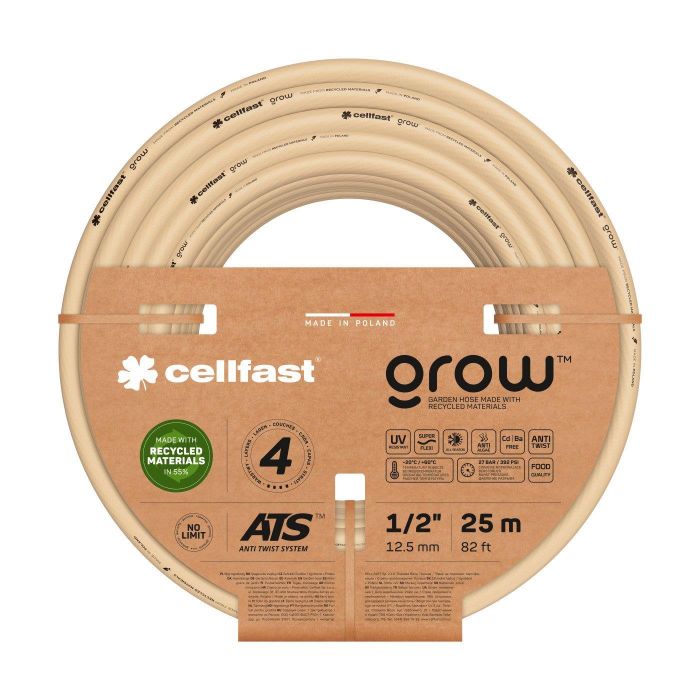 Шланг садовий Cellfast GROW 1/2" 25 м, 4 шарів, до 27 Бар, -20…+60°C