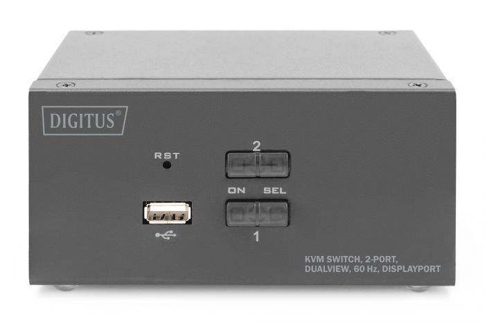 Комутатор DIGITUS Desktop DisplayPort KVM, 2 Port, Dual Display, 4K