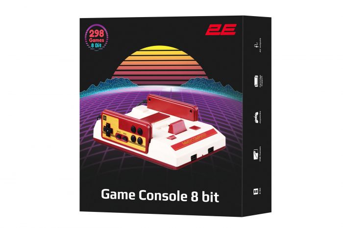 Ігрова консоль 2Е 8bit AV (2 дротових геймпада, 298 ігор)