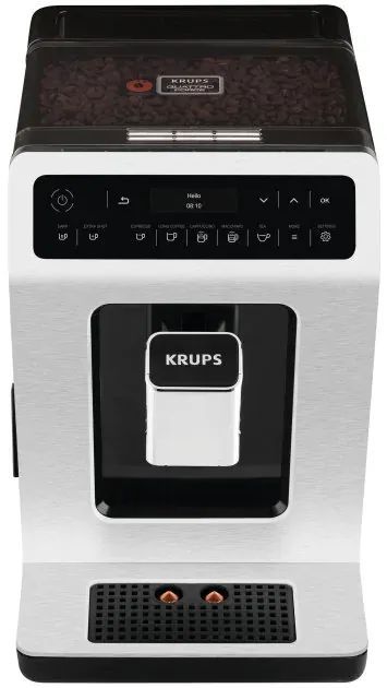 Кавомашина Krups Evidence, 2,3л, зерно, автомат.капуч, LED-дисплей, авторецептів -15, сернор.керування, чорно-срібний
