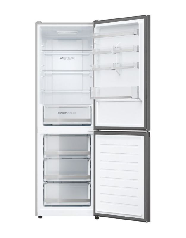 Холодильник Haier з нижн. мороз., 185x66х60, холод.відд.-221л, мороз.відд.-119л, 2дв., А+, NF, інв., зона св-ті, сріблястий