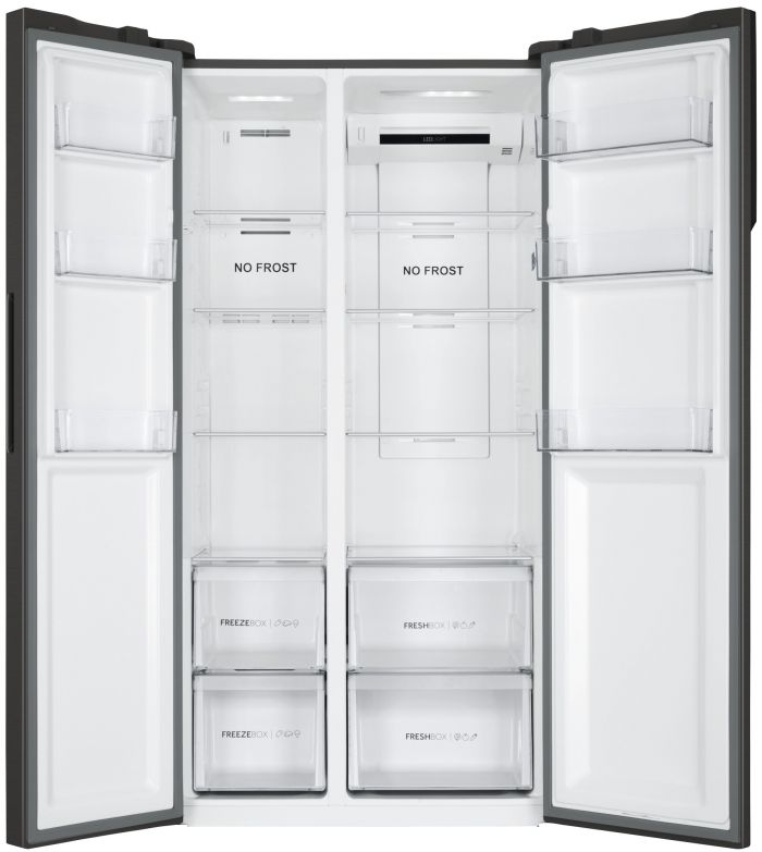 Холодильник Haier SBS, 177.5x91х64.7, холод.відд.-337л, мороз.відд.-177л, 2дв., А++, NF, інв., дисплей, чорний