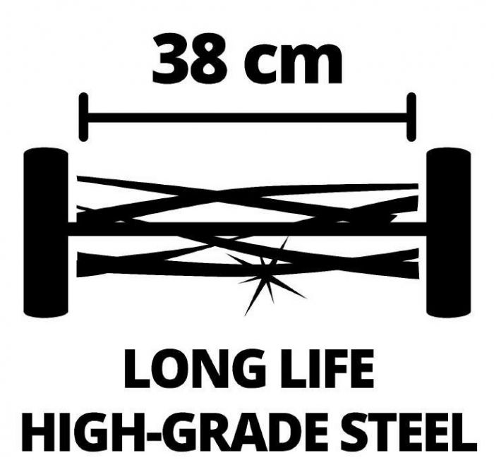 Газонокосарка  акум ручна Einhell GE-HM 18/38 Li - Solo, 18В, PXC, 38 см, 45 л, 14-38 мм, 10.5 кг (без АКБ і ЗП)