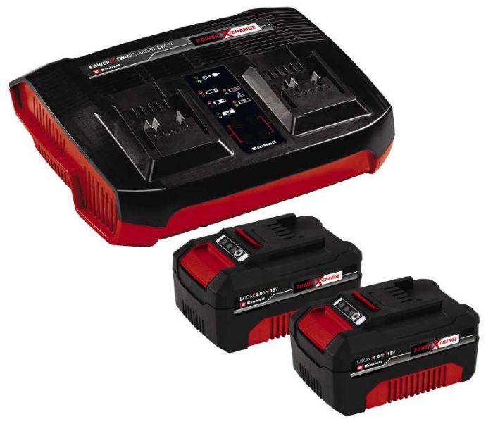 Набір акумуляторів + зарядний пристрій Einhell 18V 2x4.0Ah Twincharger Kit, PXC, 2.2 кг