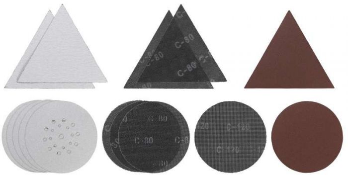 Набір шліф. паперу Einhell, 15 шт, 225 мм, круги і трикутники, до Einhell TE-DW 225 X,  KWB