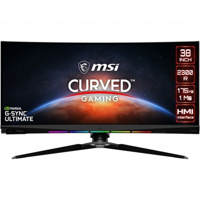 Монітор LCD 37.5" MSI Optix MEG381CQR-Plus 2xHDMI, DP, 3xUSB, IPS, 3840x1600, 21:9, 175Hz, 1ms, 96%DCI-P3, CURVED, G-Sync, HAS, HDR600, Cam