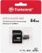 Карта пам'яті Transcend microSD  64GB C10 UHS-I U3 A2 R160/W80MB/s + SD