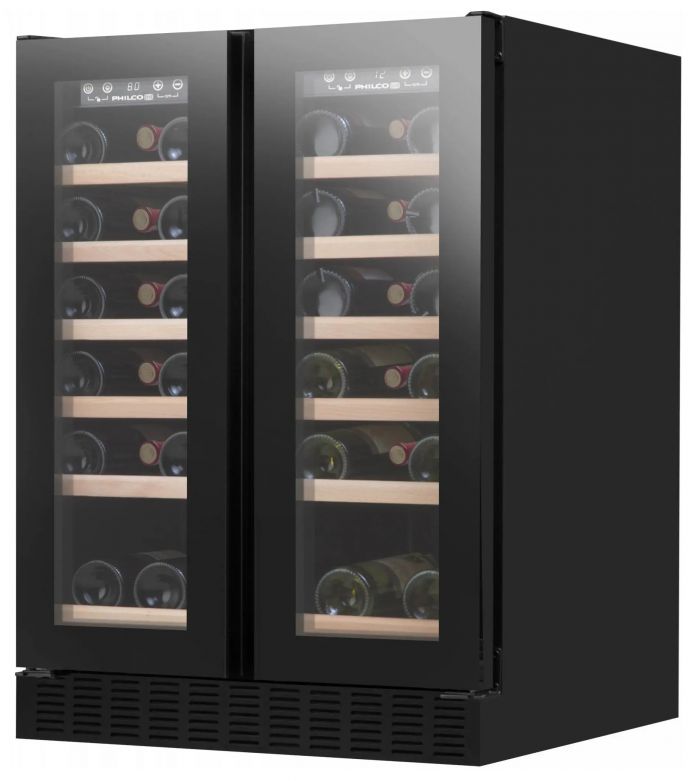 Холодильник Philco для вина, 82x59x57, холод.відд.-116л, зон - 2, бут-38, диспл, підсвітка, чорний