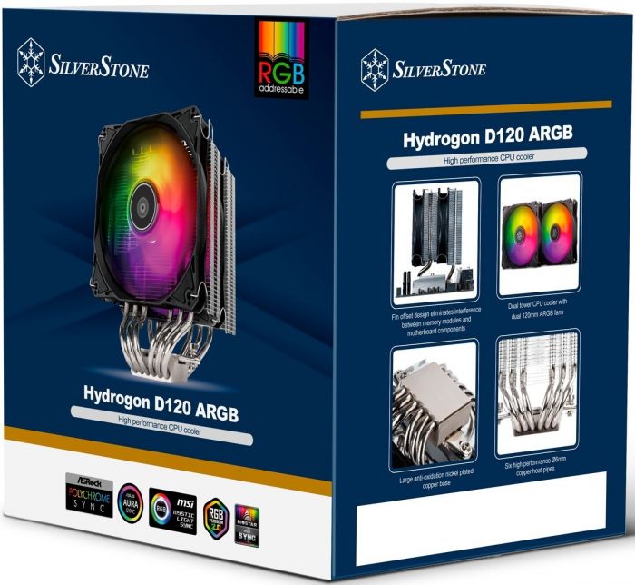 Процесорний кулер  SilverStone Hydrogon D120-ARGB-V2, LGA 1700, 2066, 2011, 1200, 115X, AM5, AM4, TDP180W