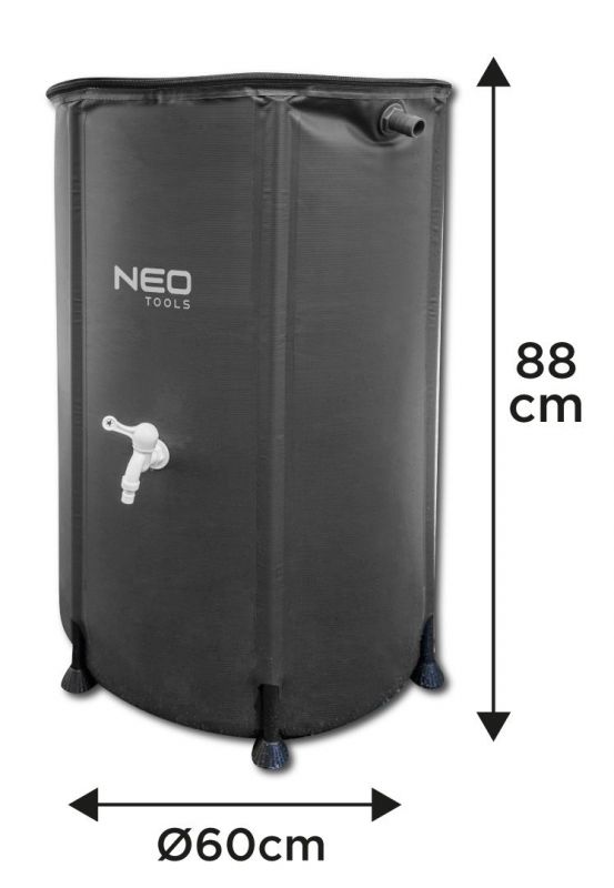 Контейнер для води Neo Tools, складаний, 250л, ПВХ, стійкість до УФ, 3/4", 60х88см