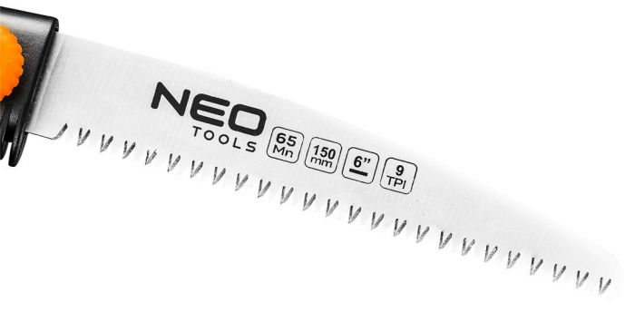 Пила садова Neo Tools, 150мм, висувне полотно, 3D зуби, сталь 65Mn, кріплення для пояса, 0.09кг