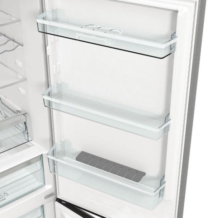 Холодильник з нижн. мороз. камерою Gorenje, 185х60х60см, 2 двері,203(99)л, А++, Total NF, Зона св-ті, Зовн. Диспл, нерж