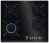 Варильна поверхня Electrolux газова на склі, 60см, чавун, електрон. керування, Hob2Hood, чорний