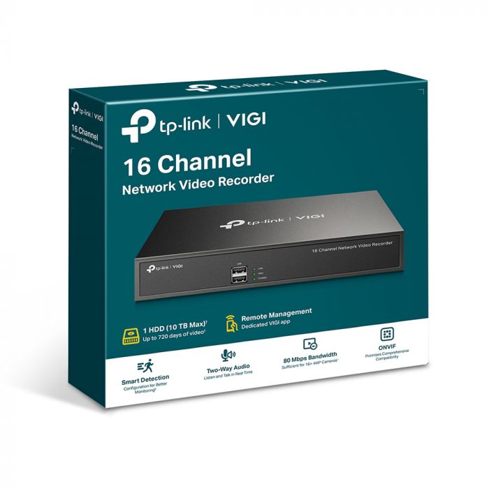 IP-Відеорегістратор TP-LINK VIGI NVR1016H 16 каналів, 2xUSB, H265+, 1xHDD, до 10 ТБ
