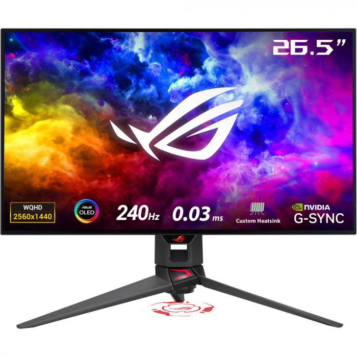 Монітор Asus 26.5" ROG Swift PG27AQDM 2xHDMI, DP, 2xUSB, OLED, 2560x1440, 240Hz, 0.03ms, DCI-P3 99%, G-SYNC, Pivot, HDR10