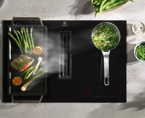 Варильна повверхня Electrolux індукційна, 80см, розширена зона, вбудована витяжка, Hob2Hood, чорний