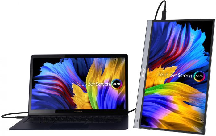 Монітор портативний Asus 15.6" ZenScreen MQ16AH mHDMI, 2xUSB-C, OLED, 1ms, DCI-P3 100%, HDR10, Cover