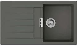 Мийка кухонна Hansgrohe S52, граніт, прямокутник, з крилом, 840х480х190мм, чаша - 1, врізна, сірий камінь