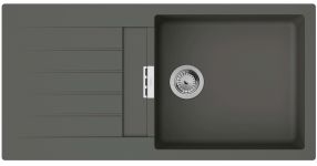 Мийка кухонна Hansgrohe S52, граніт, прямокутник, з крилом, 980х480х190мм, чаша - 1, врізна, сірий камінь
