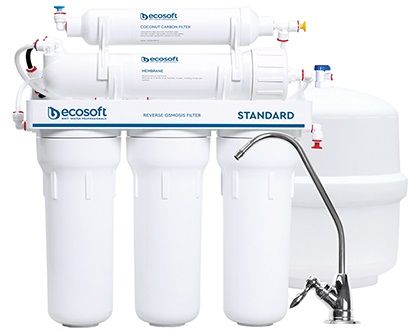 Фільтр зворотного осмосу Ecosoft Standard 5-50M PRO з мінералізатором, мембрана 50gpd, кран капля, дренаж 1:2